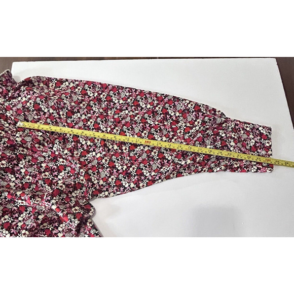 Women Plus 2X Blouse Sanctuary Georgette Red Floral Print Tie Neck Ruffle NWT - Picture 14 of 16